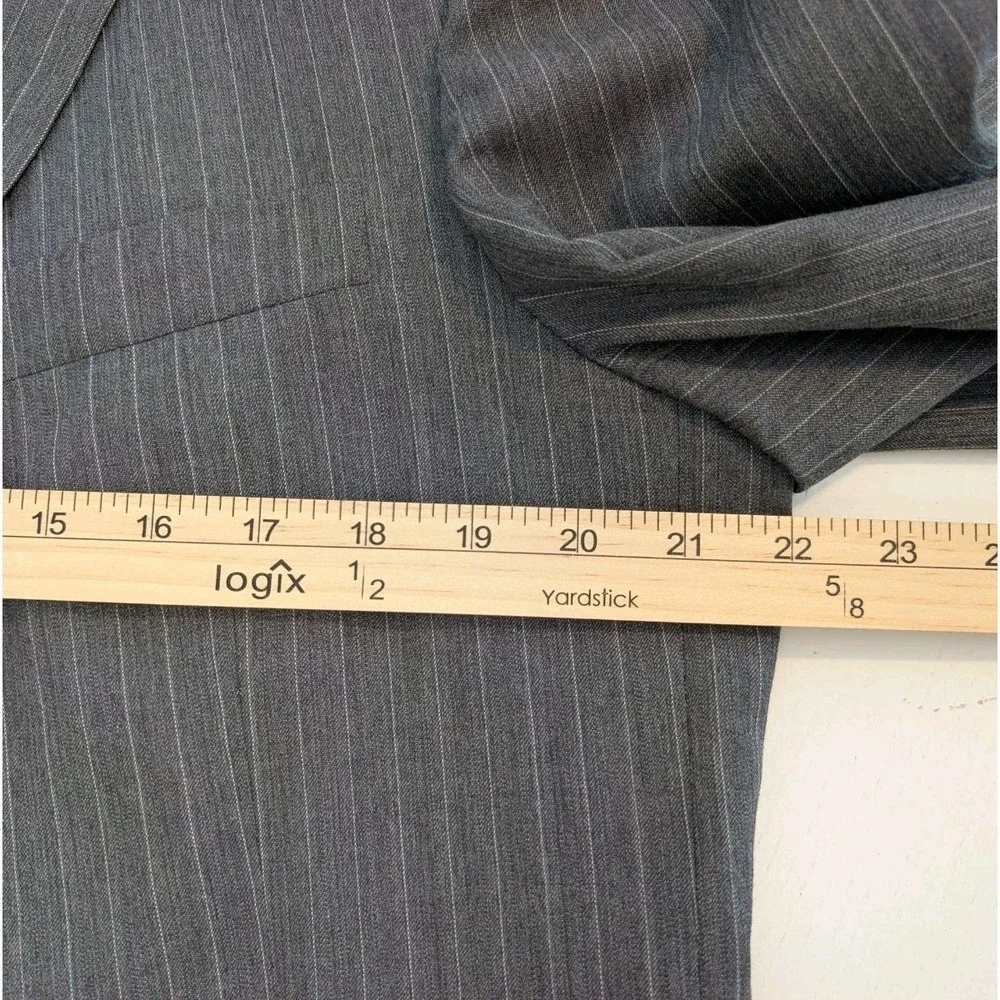 vtg Hart Schaffner Marx 44L 37x30 Suit Grey Pinstripe Union Made USA Import Wool
